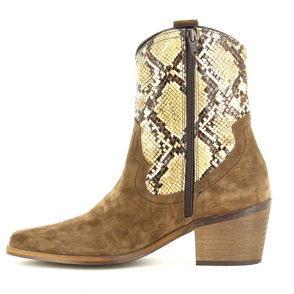 Quait 20644 Cognac Snake Print Western Boot - Image 3